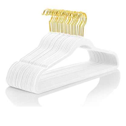 MIZGI Premium Velvet Hangers Pack 30 Pcs Heavyduty - Non Slip Slimline - Velvet Suit Hangers White - Gold Hooks,Space Saving Clothes Hangers