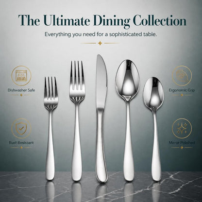HaWare Silverware Set for 4, 20-Piece Heavy Duty Stainless Steel Flatware Utensils, Food Grade Cutlery Set Including Knife Fork and Spoon, Modern Tableware for Home and Restaurant, Dishwasher Safe