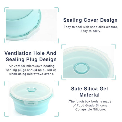 Collapsible Bowls For Camping, Set of 4 Silicone Food Storage Containers with Lids, Rv storage and organization, Rv Kitchen Accessories, BPA Free, Microwavable, Freezer, Dishwasher Safe Green