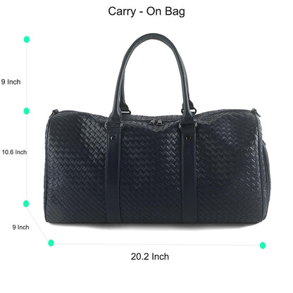 Handwoven Travel Bag with Wet Dry Separation and Shoe Compartment, Large Open Weekender Bags Lightweight Duffel for Women, Beach Tote Gym Bag Carry On (Navy Blue)