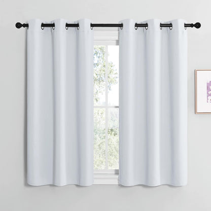 NICETOWN Blackout Curtain Panels - Thermal Insulated Grommet Top Drapes | Greyish White, 34"x36" (2 Panels)