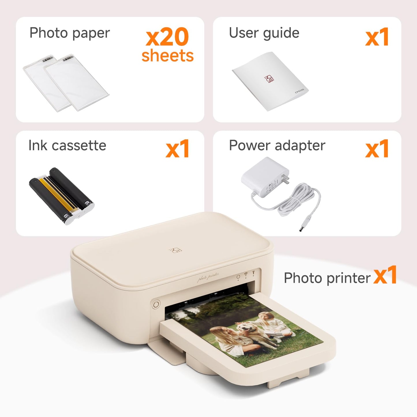 HPRT Photo Printer 4×6”, Wi-Fi Full-Color Instant Phone Phtoto Printer for iPhone, Android, Smartphone, Thermal Dye-Sublimation Impresora De Fotos for Home Use, + 20 Sheets Photo Paper & 1 Ribbon