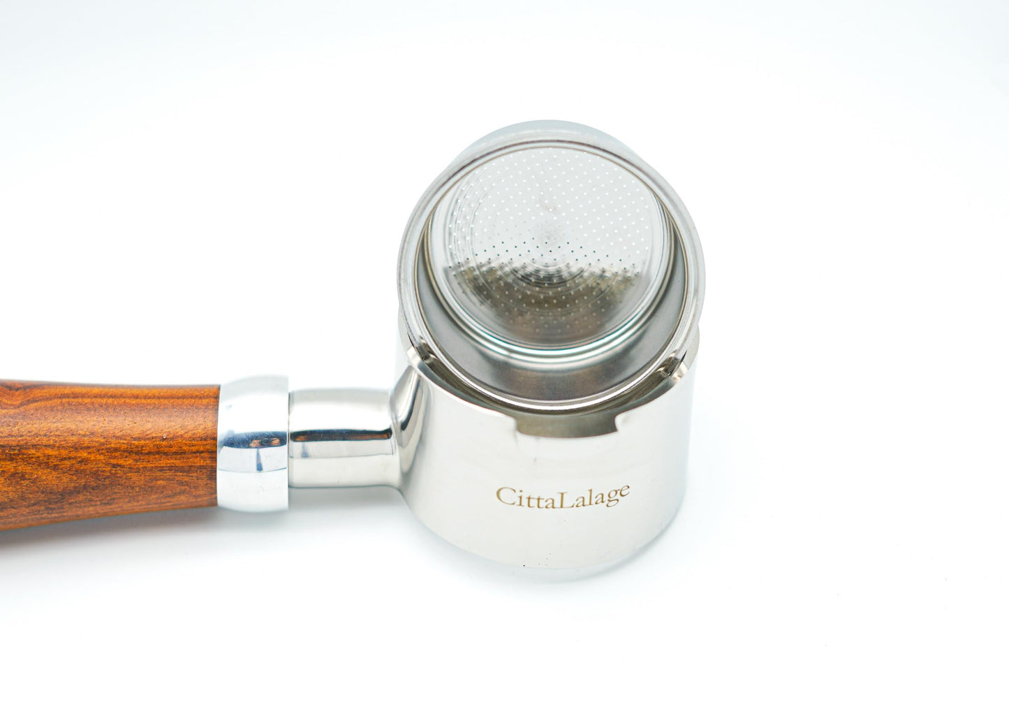 CittaLalage Coffee Espresso 304 Stainless Steel & Wooden Bottomless Portafilter 51mm 2 Ears with Filter Basket (14-18g) Fits for Delonghi Coffee Machine ECP3420/ECO310/BCO430/EC260/EC155/ECP3630