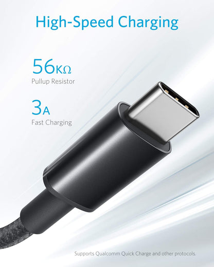 Anker USB Type C Cable, [2-Pack, 6 ft] Premium Nylon USB-A to USB-C Fast Charging Type C Cable, for Galaxy S10 / Note 8, LG V20 and Other USB C Charger