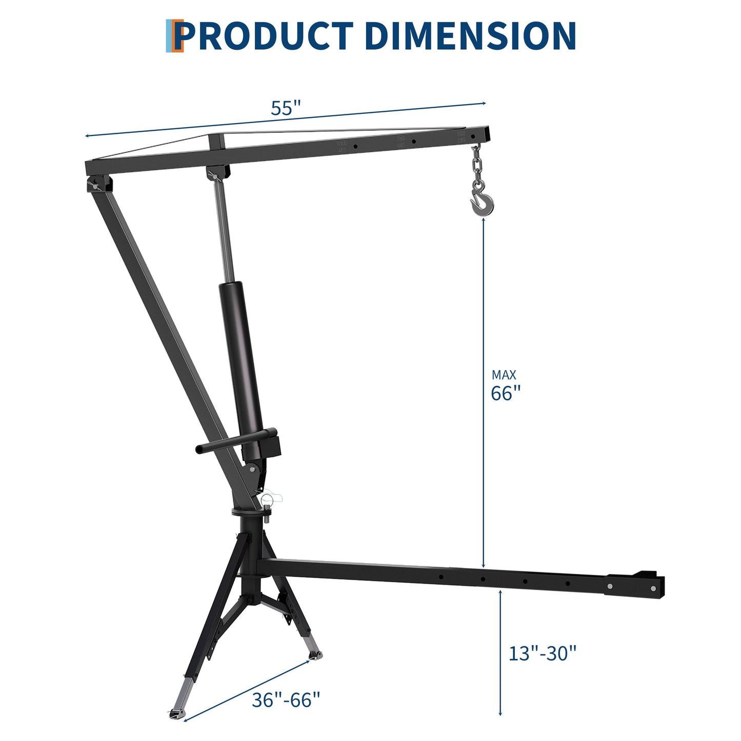 GarveeTech Heavy Duty 1000 Lbs Truck Crane, Hydraulic Hitch Mounted Hoist with 360 Degree Swivel Boom, Adjustable 3-Position Load Capacity for Farm, Construction & Engine Lifting