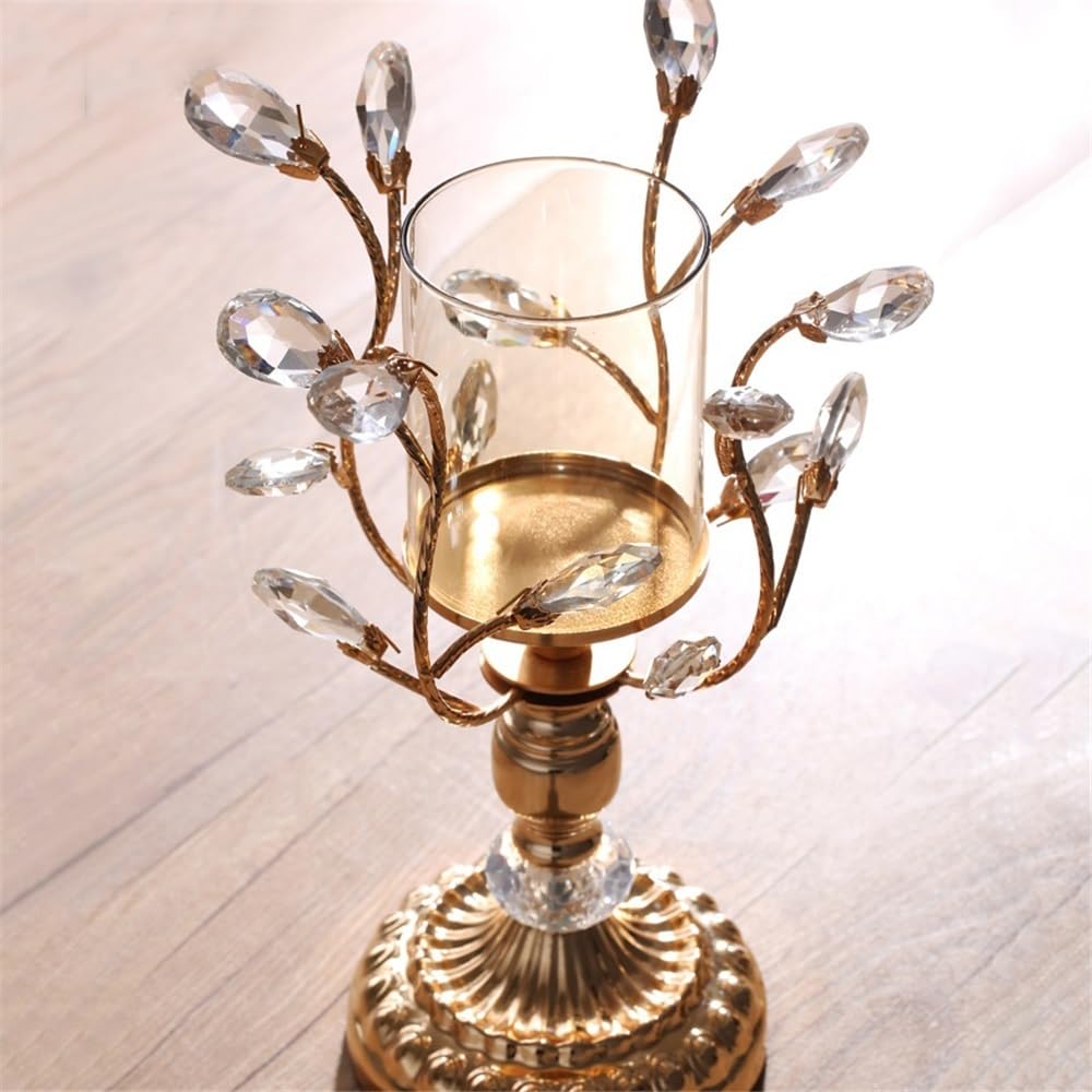 Candlestick Holders High-Grade Metal Crystal Glass Aromatherapy Candle Holder Dining Table Decoration Ornaments Candle Holders(Small)