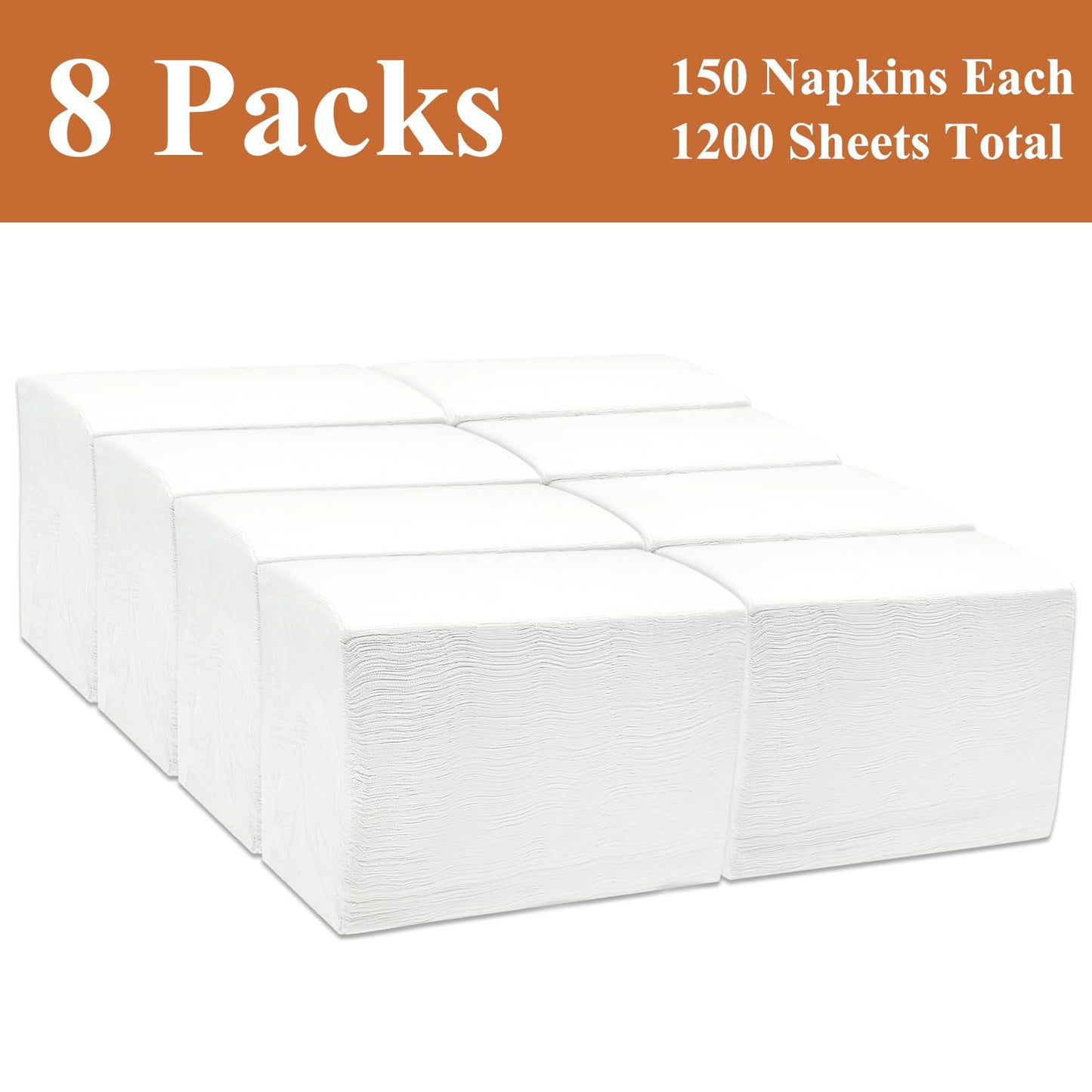 JOWLOT Disposable Napkins, 2-Ply 1200 Count Paper Dinner Napkins, White Napkins Bulk for Wedding Party Bathroom and Everyday Use (16.2" X 15")