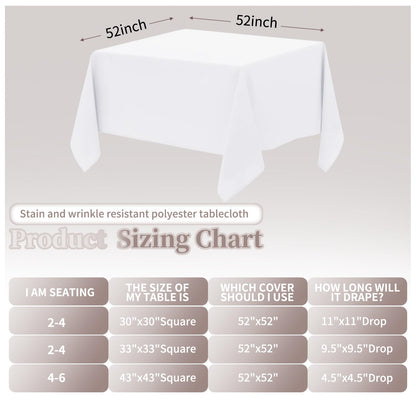 12 Pack Black Square Tablecloths, 52 x 52 Inch Square Table Cloth Stain and Wrinkle Resistant Washable Polyester Tablecloth for Square Tables, Black Square Tablecloth for Wedding Party Buffet