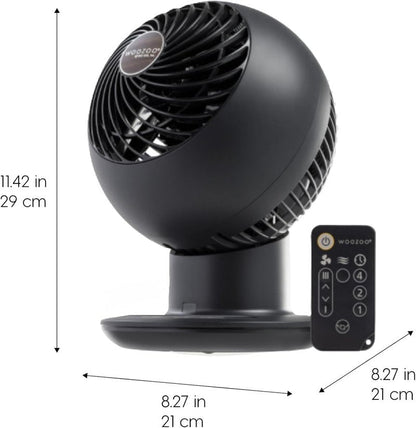 IRIS USA WOOZOO Air Circulator Fan with Remote, Oscillation, 5 Speeds, 82ft Max Air Distance, 90° Adjustable Tilt, 30db Quiet Motor, Small Fan for Bedroom, Office, Dorm, Black