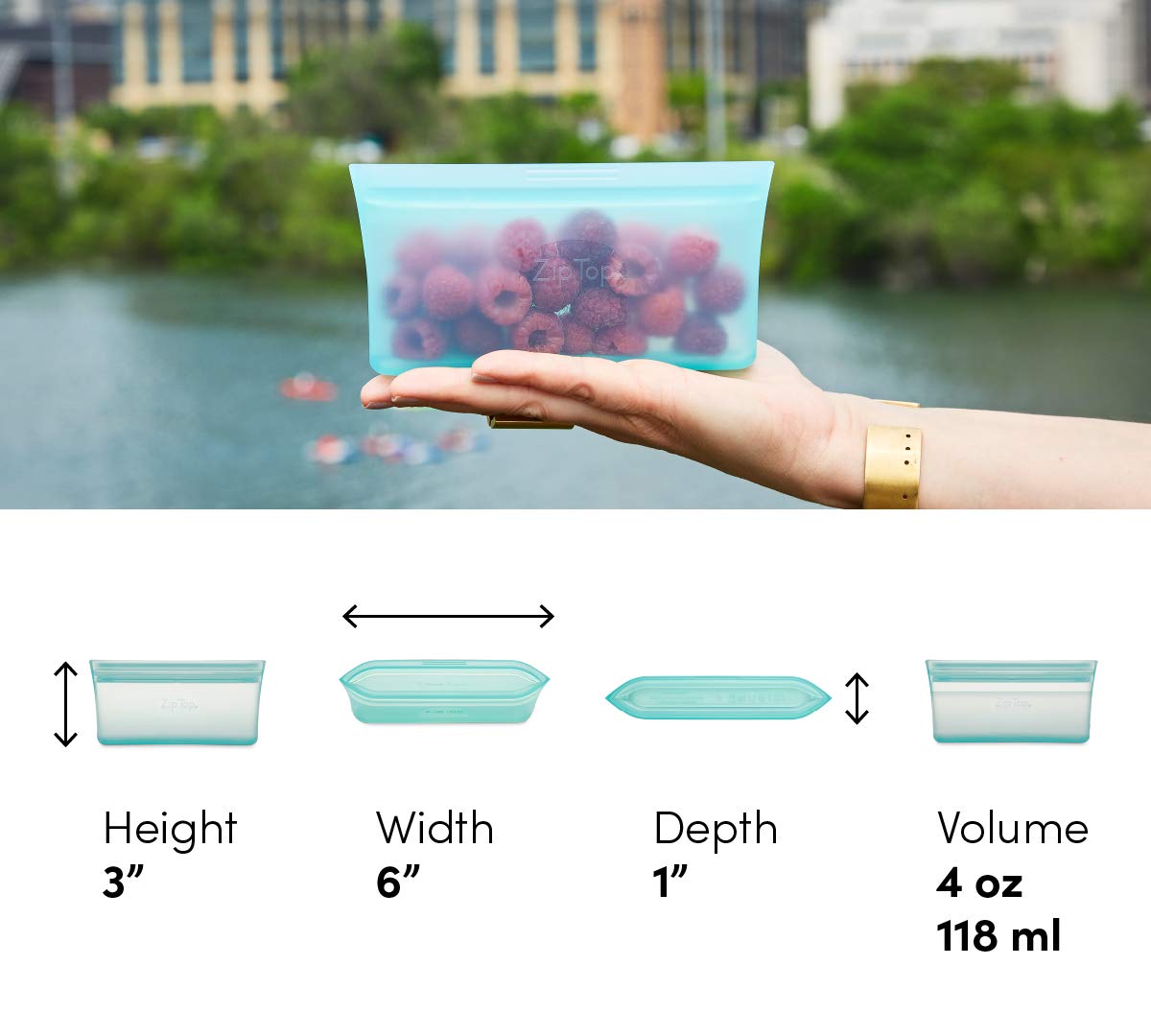 Zip Top Reusable Food Storage Bags | Medium Dish [Frost] | Silicone Meal Prep Container | Microwave, Dishwasher and Freezer Safe | Made in the USA