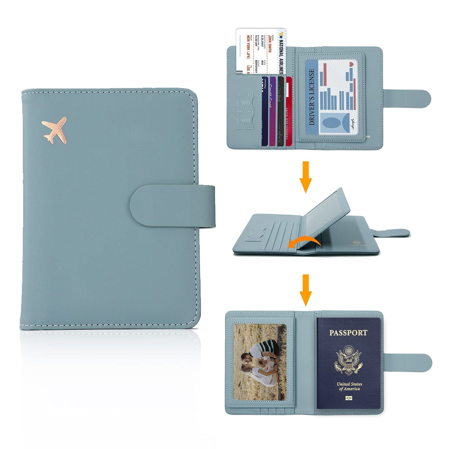Melsbrinna Rfid Passport Holder for Travel women/Men, Cute Passport Wallet Rfid Blocking Card Slots, Rfid Passport Cover/CaseTravel Wallet, Passport Book Holder (1, Green2)