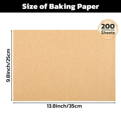 Beasea Parchment Paper Sheets for Baking, 200pcs 10x14 Inch Unbleached Precut Nonstick Heavy Duty Natural Parchment Baking Paper Sheets for Air Fryer Cooking, Grilling, Frying and Steaming