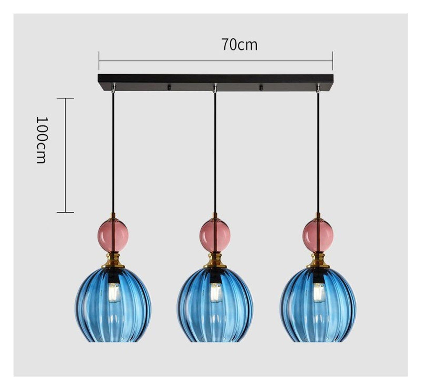 Modern Chandelier, Nordic Colored Glass Chandeliers Postmodern Creative Designer Restaurant Bar Counter Bedroom Bedside Lamp LED Lighting Fixtures(Blue 3 Heads)