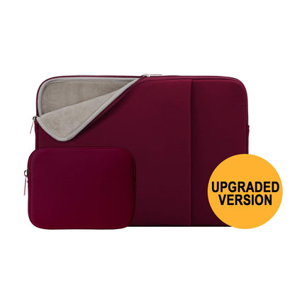 RAINYEAR 13 Inch Laptop Sleeve Compatible 13.3" MacBook Air/Pro M1 M2 M3 M4 A3240 A3113 A2681 A2337 A1932 A2179 A2338 A1706 A1708 Case Bag with Front Pocket Accessories Pouch (Red, Upgraded Version)