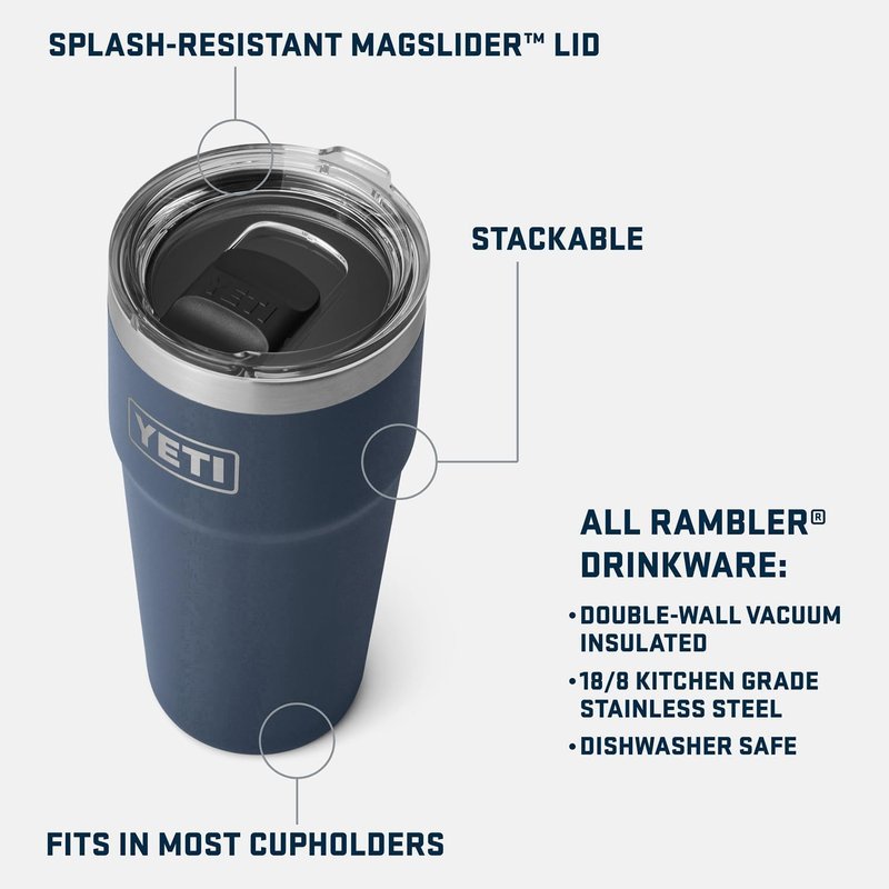 YETI Rambler 20 oz Stackable Tumbler, Stainless Steel, Vacuum Insulated with MagSlider Lid, Venom