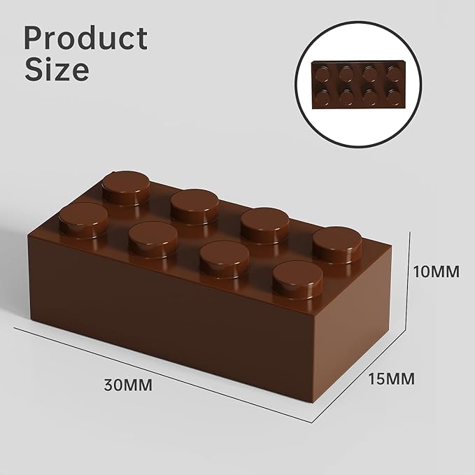 500 Piece Brown Bricks Bulk Brown 2x4 Building Bricks Flat Compatible with Lego Parts and Pieces: 2x4 Brown Bricks(Color: Brown)