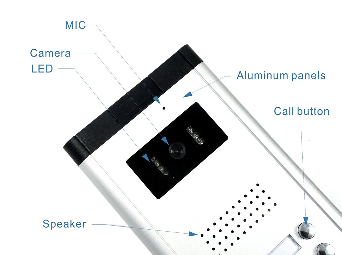 AMOCAM 2 Units Apartment Video Intercom System, 7 Inch Monitor Wired Video Doorbell Door Phone Kits, Indoor Outdoor IR Camera, Monitoring, Unlock, 2 Way Intercom for Home Apartment