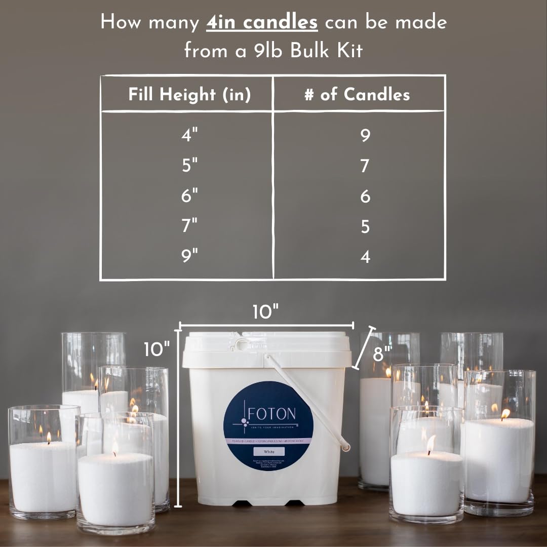 Foton Pearled Candle 9lb - Bulk Mulled Magic Fall Scent Non Toxic Luxury Long Lasting Powder Wax Sand Candles - Refillable Pearl Foton Candle Sand with 100 Wicks for Candles Making