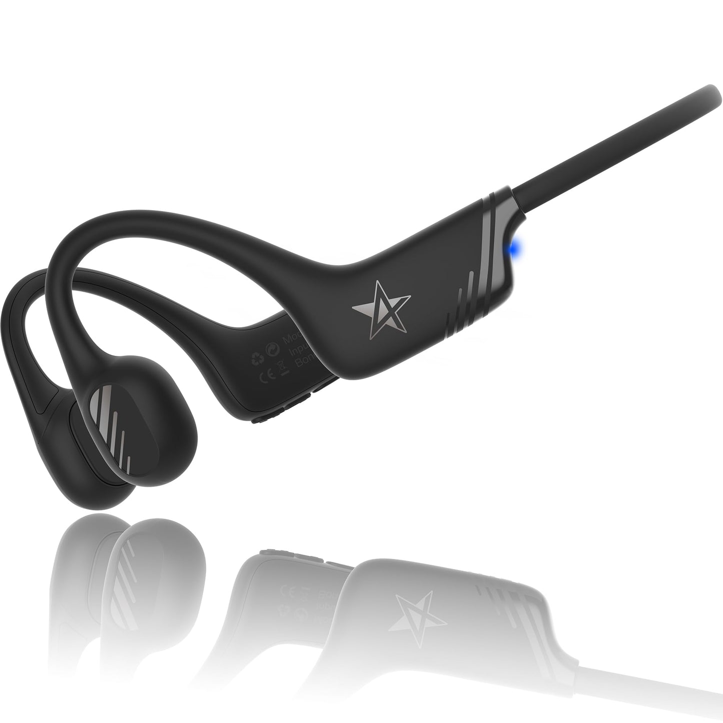 Open-Ear Bluetooth Bone Conduction Sport Headphones Sweat Resistant Wireless Earphones Open Ear Earbuds Wireless Bluetooth Headset with Mic for Fitness Workouts Running,Built-in Mic,with Hair Band