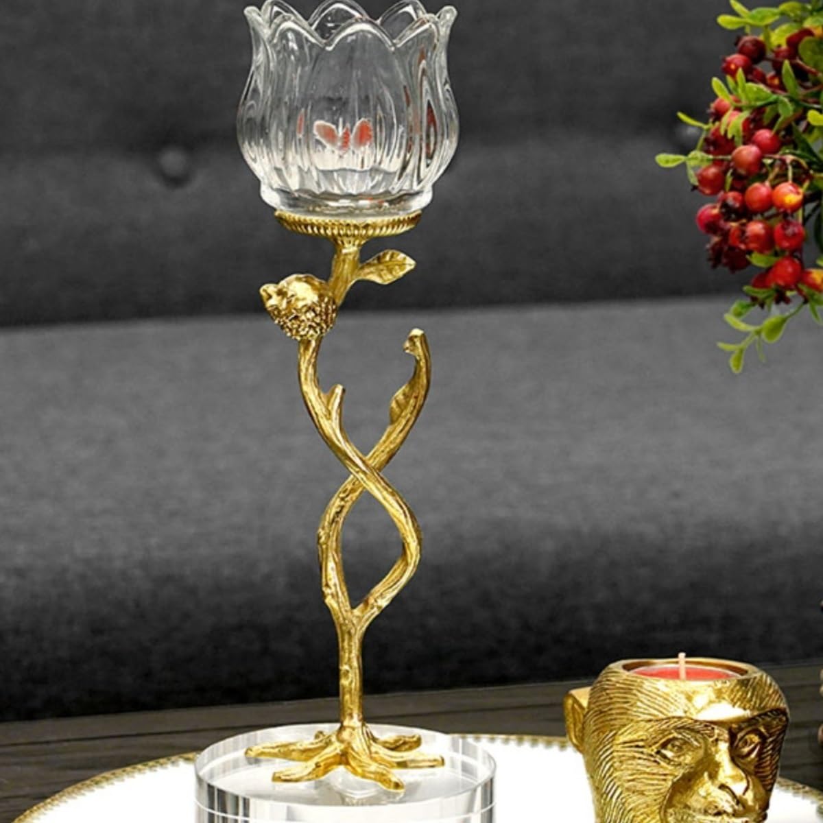Candlestick Holders Light Luxury Crystal Glass Candlestick Living Room Restaurant Table Creative Decorative Ornaments Candle Holder Candle Holders