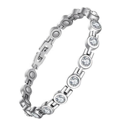 Jecanori Magnetic Bracelets for Women, Stainless Steel Magnetic Bracelet with Neodymium Magnets & Sparkling Crystals, Ideal Gifts