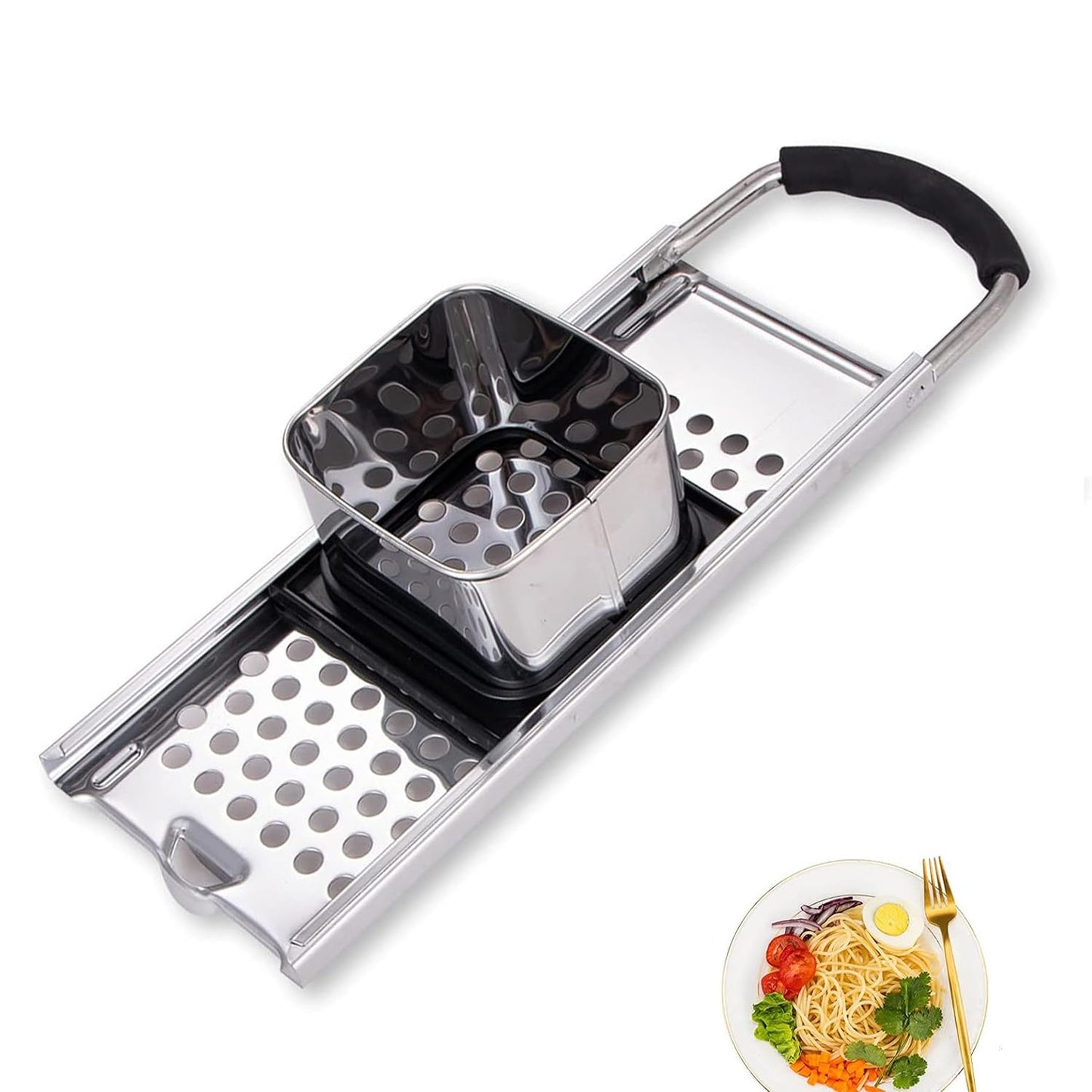 Mlesi Premium Grade Stainless Steel Spaetzle Maker Widen Plastic Handle Homemade Egg Noodle Dumpling Perfect Sized for pots and Pans Making Tool
