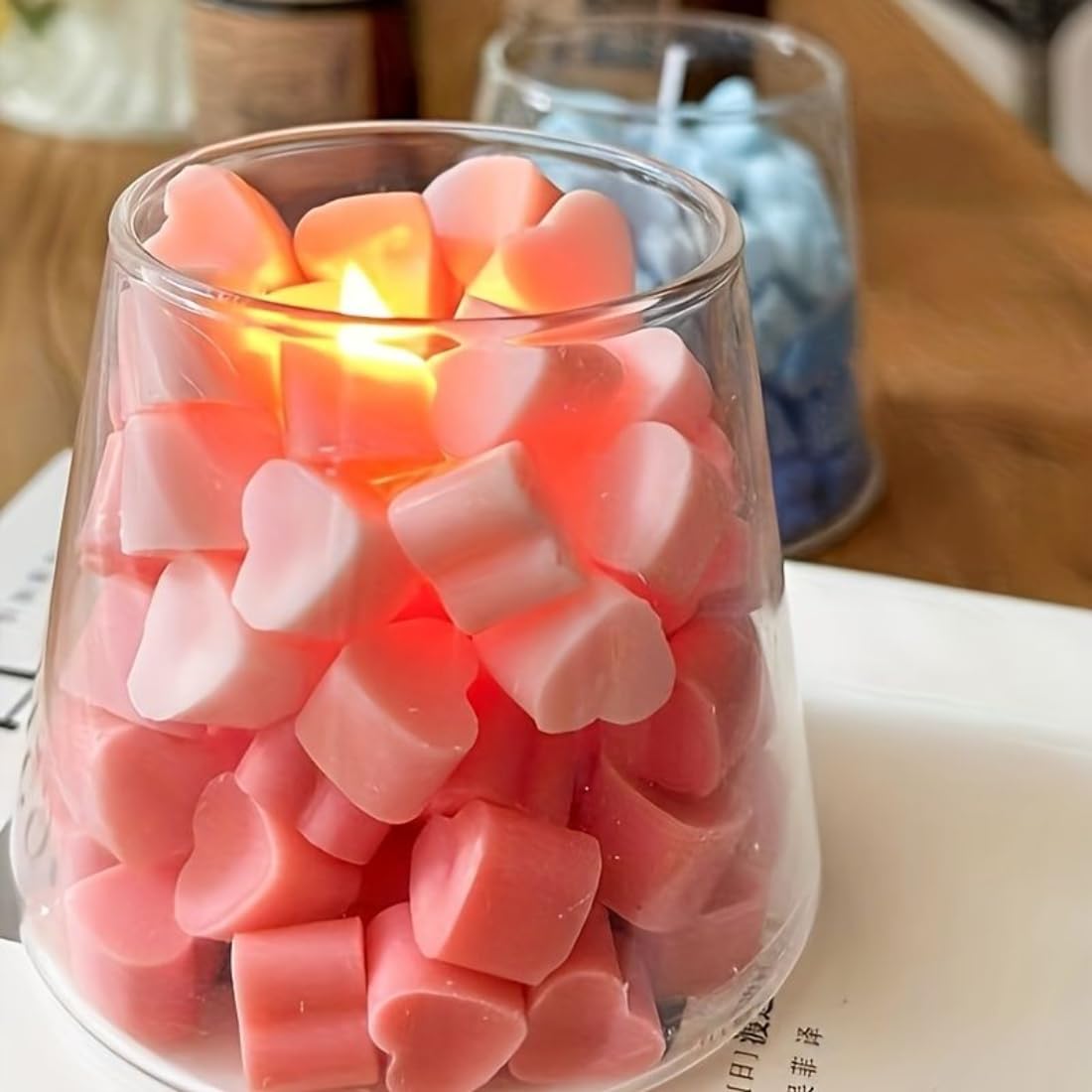 ISOLAY Aesthetic Scented Candle,Handmade Soy Wax Aroma in Glass Decorative Candle for Valentine's Day Wedding Gift (A Pink)