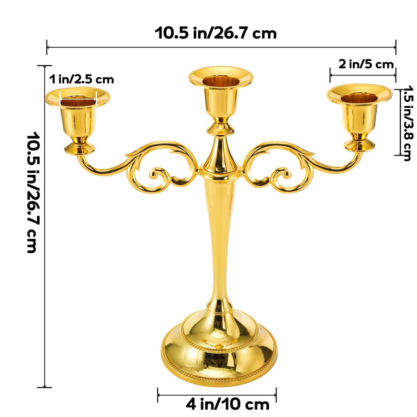 YOUEON Candelabra, Candelabra Candle Holder, Tall Candlesticks Holder, Elegant Taper Candle Holder Centerpiece for Wedding, Church, Halloween, Dining, Home Decor (Gold)