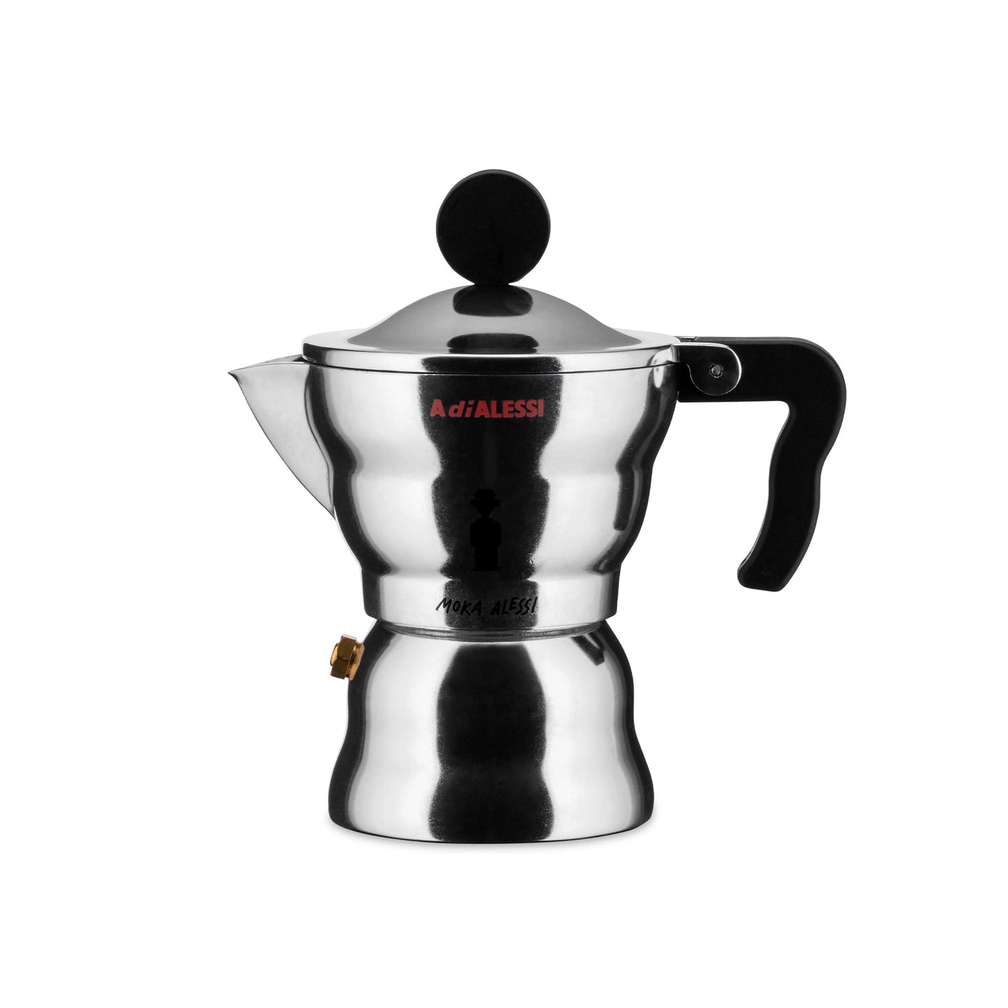 Alessi AAM33/1 - Design Espresso Coffee Maker, Aluminum and Thermoplastic Resin, 1 Cup, Black Handle
