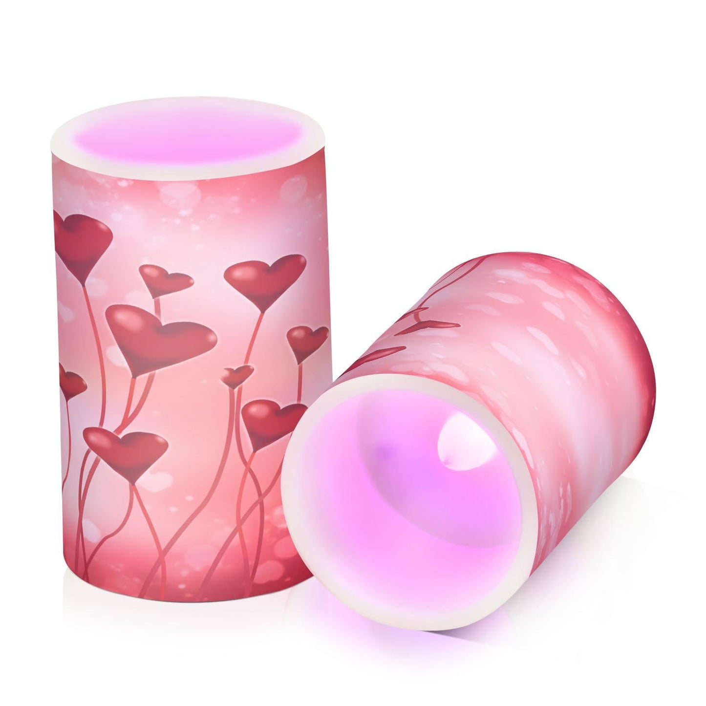 ALAZA Valentine's Day Red Hearts Pink Flickering Flameless Candles Battery Operated with Remote Timer,Tea Light Candles LED Pillar Votive Candles Set of 2 for Outdoor Indoor Decorations03