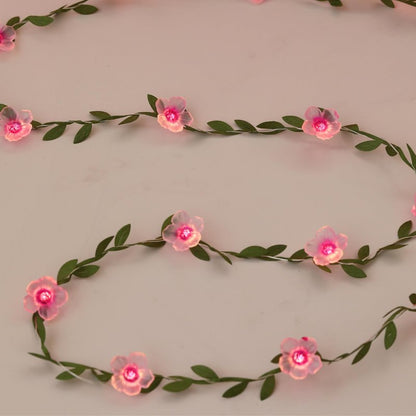 Cherry Blossom Vine Lights 13ft 40 LED Flower String Lights USB Plugin & Battery Operated Fairy Lights with Timer 8 Modes Remote Decorative Light for Mother's Day Graduation Bedroom Wedding Party