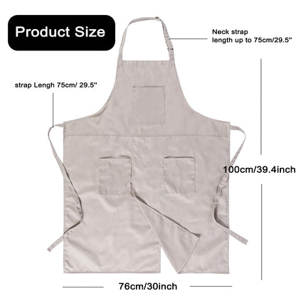 MIKI WELL Pottery Split-Leg Make Ceramic Apron, Long Split-Leg Artist Painting Apron with 3 Pockets for Men and Women (Khaki)