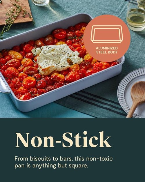 Caraway Non-Stick Ceramic 9”x13” Rectangle Pan - Naturally Slick & Non-Toxic - Perfect for Brownies & Lasagnas - Slate
