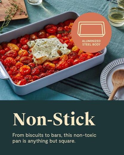 Caraway Non-Stick Ceramic 9”x13” Rectangle Pan - Naturally Slick & Non-Toxic - Perfect for Brownies & Lasagnas - Slate
