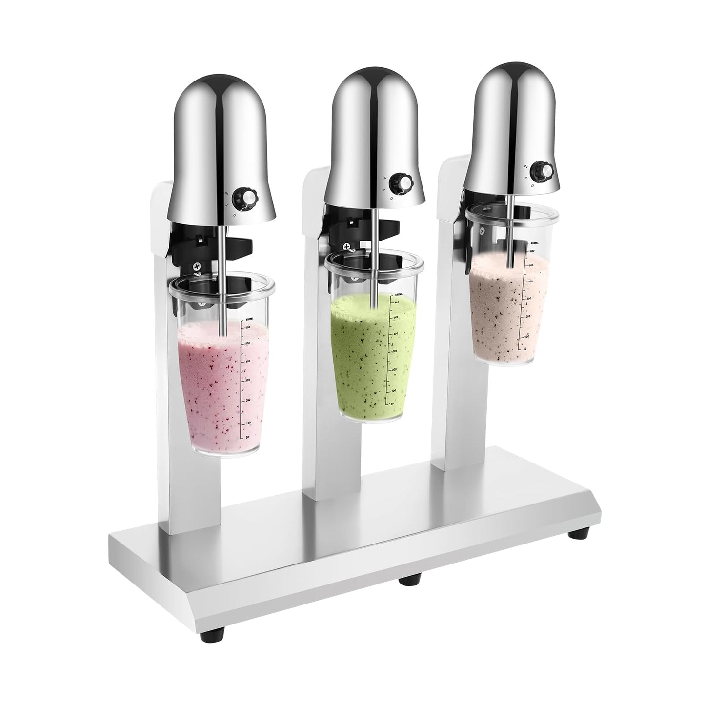 3-Head Commercial Drink Mixer, Milkshake Maker, Stand Mixer for Cocktail Maker Machine, 180W Powerful Motor with 18,000 RPM, Stainless Steel Heavy-Duty Blender for Milkshake, Fruit Smoothie, Milk Tea
