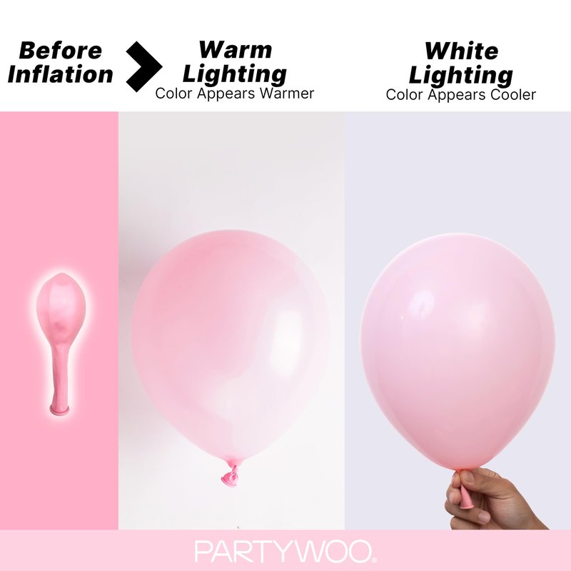 PartyWoo Light Pink Balloons 155pcs Different Sizes of 18 12 10 5 Inch Pastel Pale Baby Pink Balloon Arch Kit Garland for Baby Shower Bachelorette Bridal Shower Birthday Party Decorations Pink-Y48