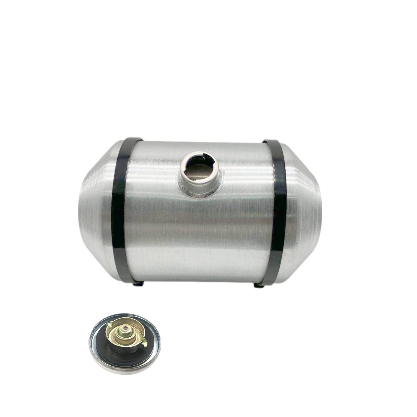 JSD 5 Gallons 10" x16" Aluminum Spun Round Gas Tank Center Fill 1/2" NPT Outlet for Trike Tractor Boat Jet ski