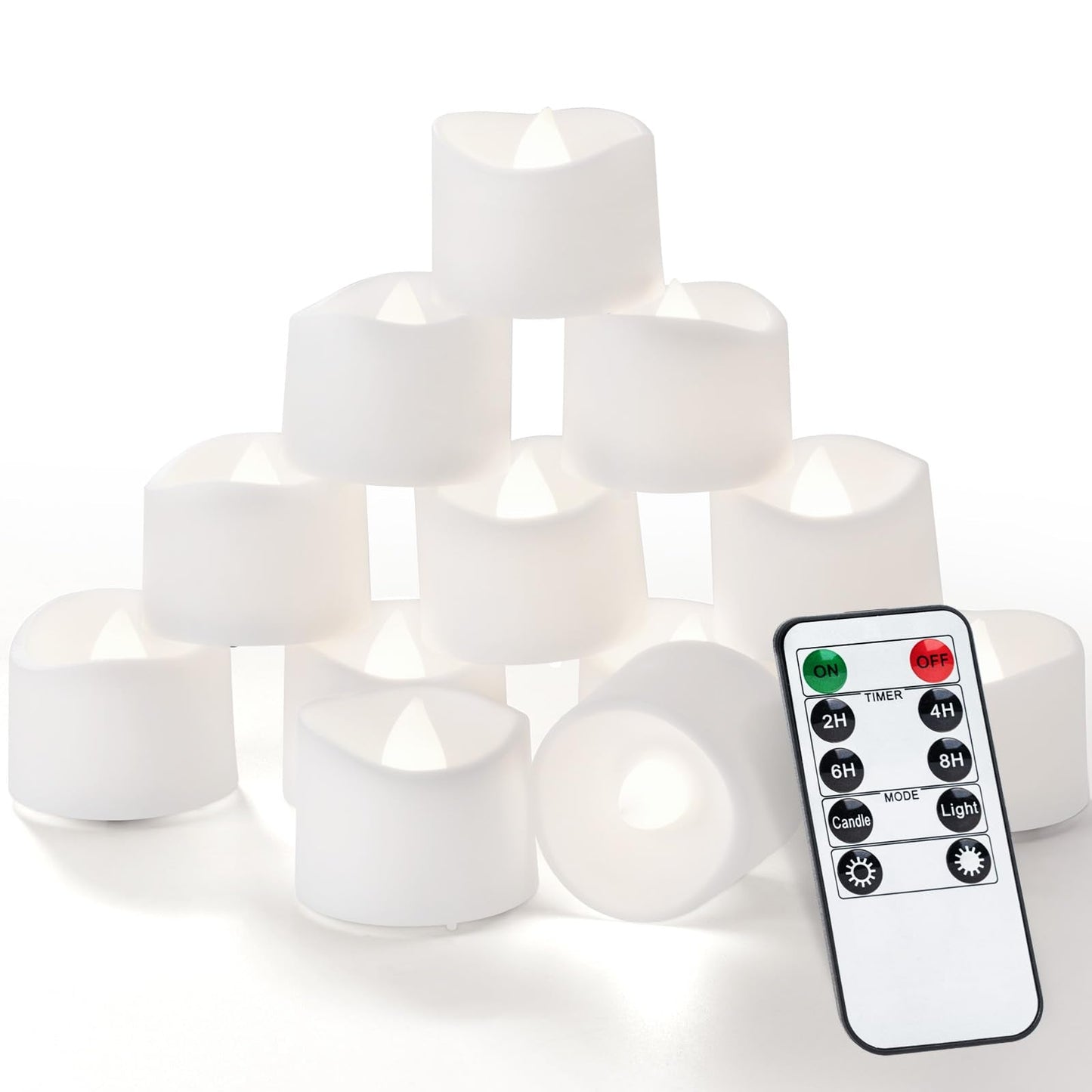 Homemory 12pcs Remote Timer LED Tea Lights Candles, 400+Hours Flickering Flameless Battery Votive Tealights for Tabletop Lighting, Centerpieces Decor, Holiday