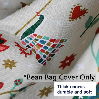 YuppieLife Stuffed Animal Storage Bean Bag Chairs Canvas Cover for Kids(No Filling)/Machine Washable and Durable Toddler Bean Bag Sofa Cover for Room Decor (Kid Painting, 38”)
