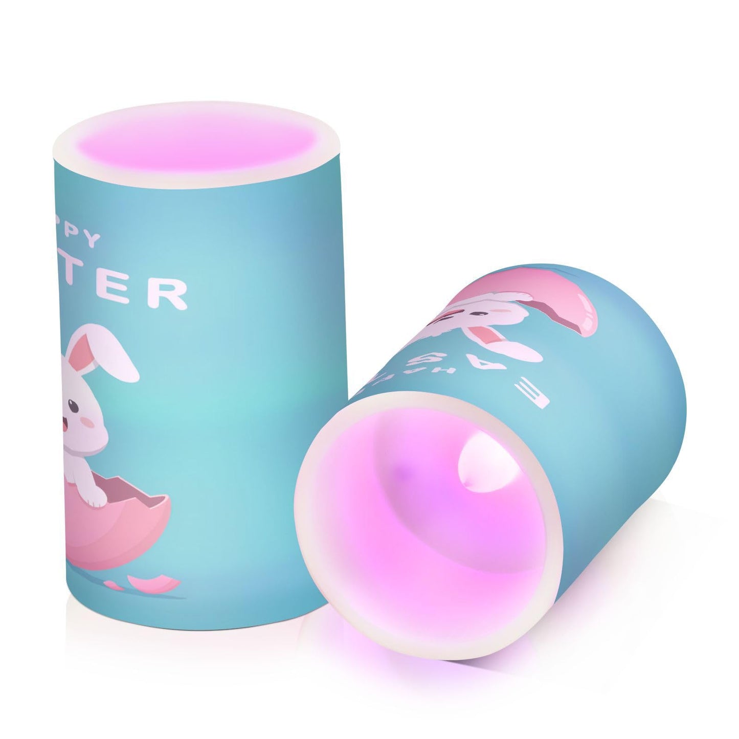 ALAZA Happy Easter Egg Rabbit Cute Bunny Flickering Flameless Candles Battery Operated with Remote Timer,Tea Light Candles LED Pillar Votive Candles Set of 2 for Outdoor Indoor Decorations