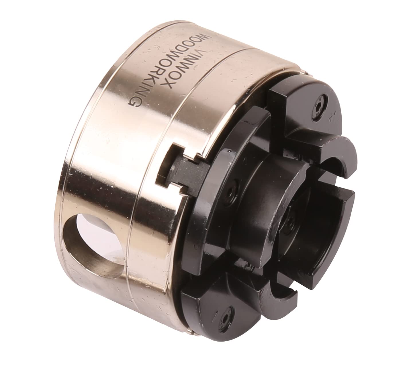 VINWOX 3-3/4INCH 4-Jaw Self-Centering Wood Lathe Chuck, 2" Round Jaw Mounted, 1"x8TPI thread & 3/4"x16TPI Adapter, Tightening Key, T Allen Wrench, Screw Chuck, SCK4-3.75, Nickle electric Coating Body