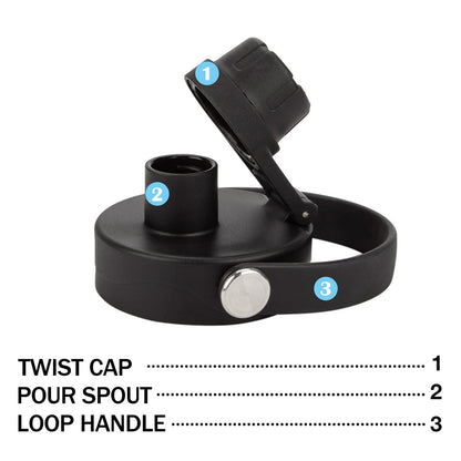 WishDirect Wide Mouth Twist Lid with Flexible Handle Compatible with Hydro Flask 12/16/18/20/32/40/64 Oz, Fits Simple Modern, Takeya, Iron Flask and Most Wide Mouth Water Bottles (Black, 2 Pack)