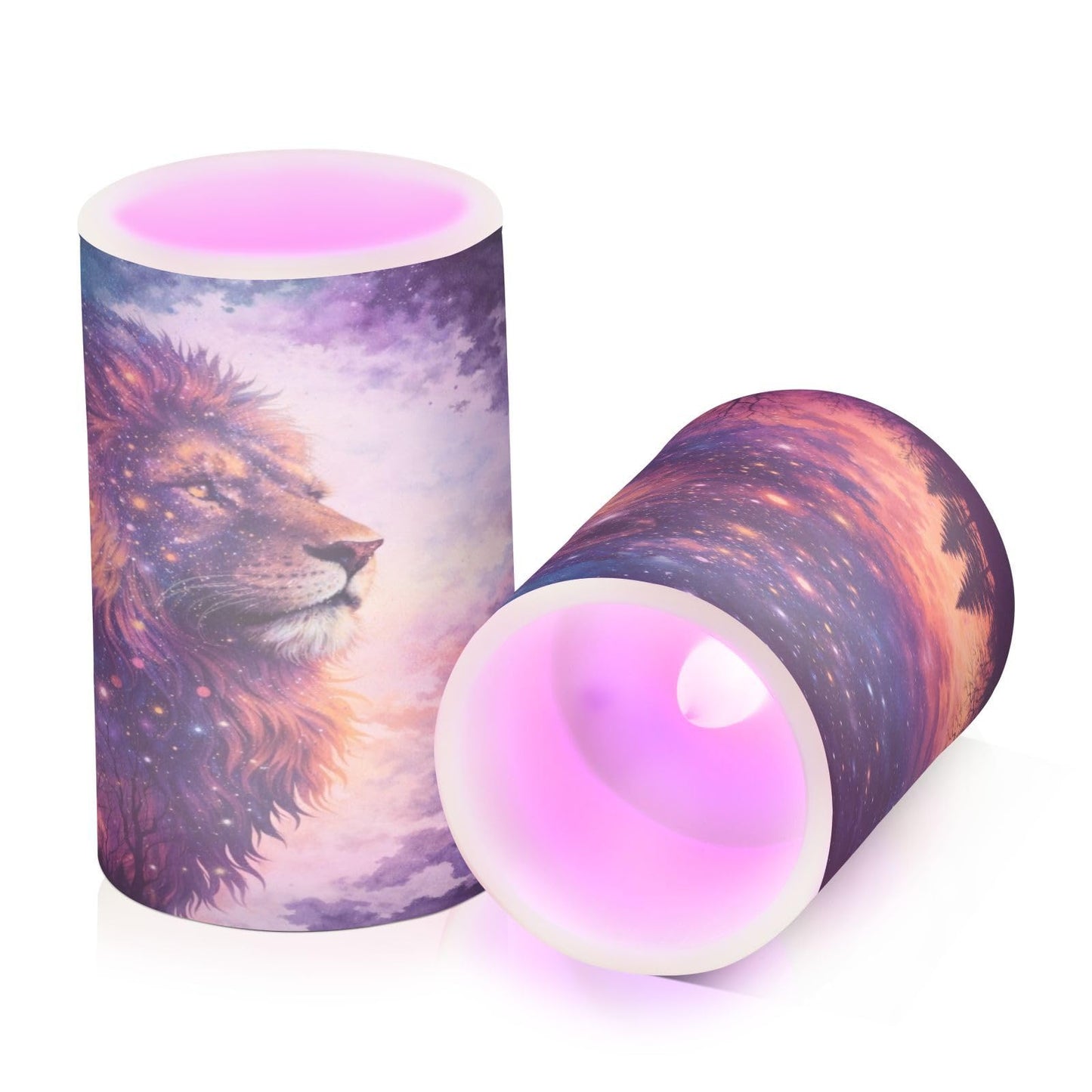 KGLDSNM Cool Galaxy Lion LED Flameless Flickering Candle with Remote Timer Battery Operated for Indoor Outdoor Party Holiday Home Decor 2 Pack