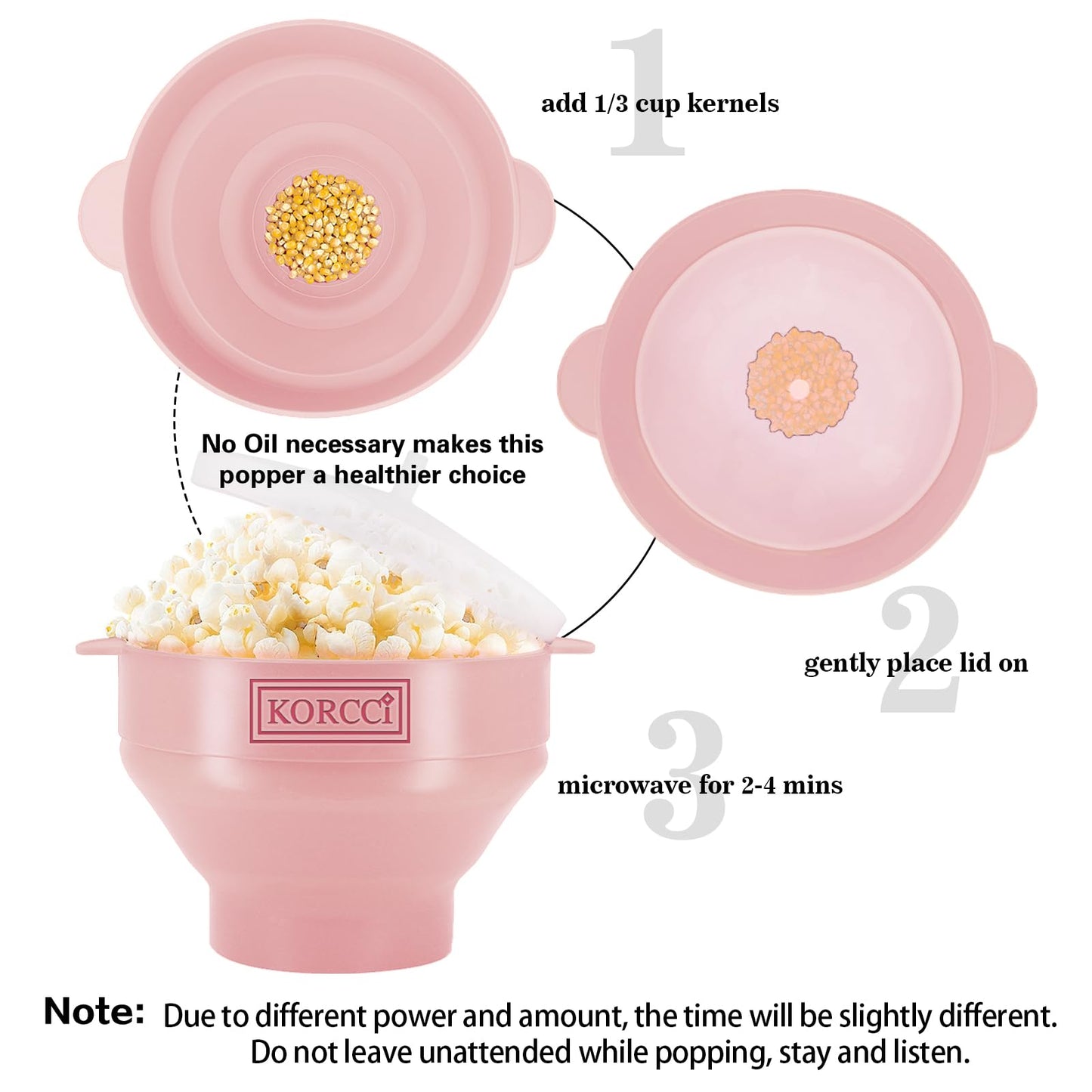 The Original Korcci Microwaveable Silicone Popcorn Popper, Microwave Popcorn Popper, Collapsible Microwave Popcorn Maker Bowl, No Oil Required, Use In Microwave, Dishwasher Safe (Blue)
