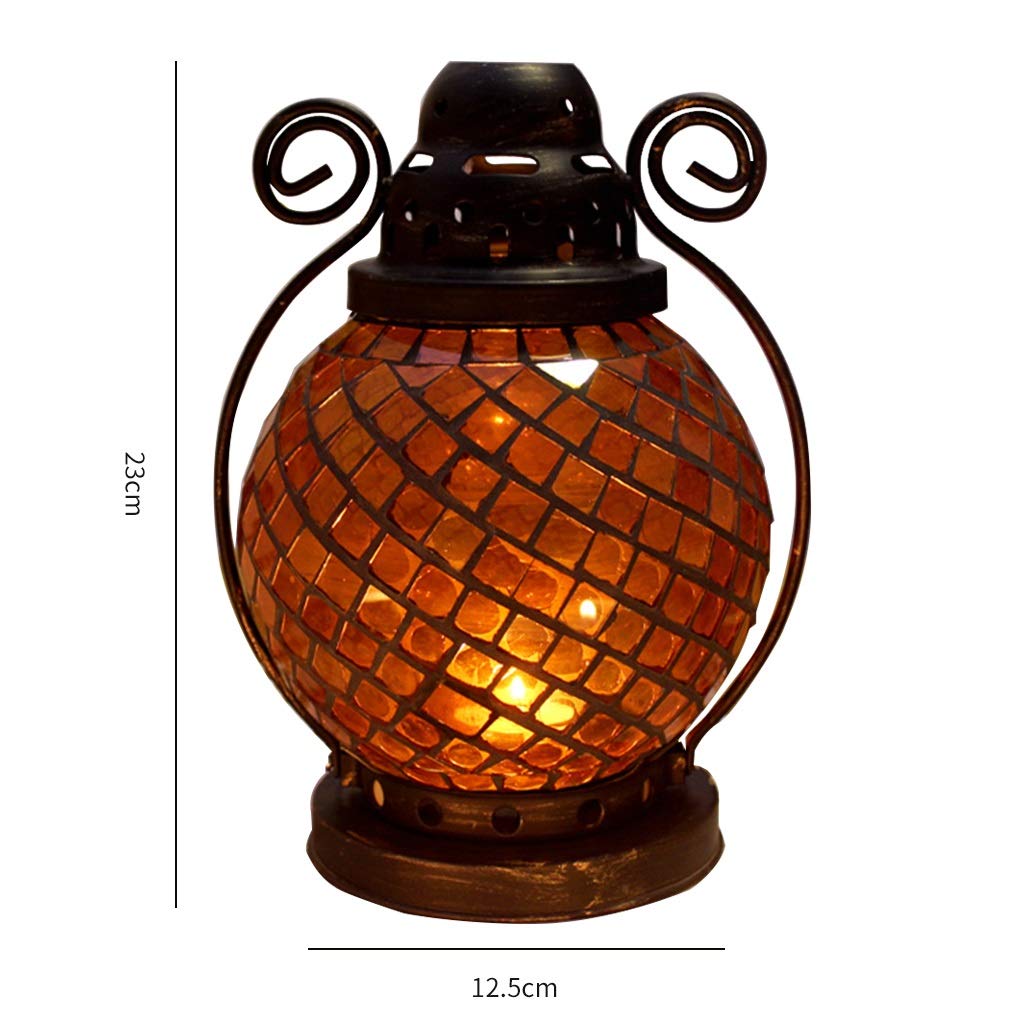 XILIN-1987 Candle Holderss European Mosaic Candle Holder Wrought Iron Glass Candlestick Simple Home Furnishings Decorative Candlestick (Color : A)