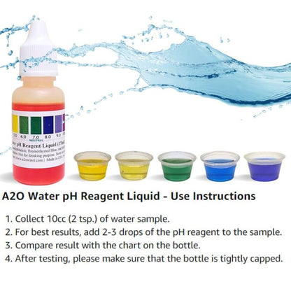 Alkaline Water, Tap, and Drinking Water Accurate Measure of pH Level, Test kit wht, up to 125 Tests per Bottle 0.50 Fl Oz by A2O Water - Made in USA