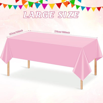 YIDAKO 12Pcs Light Pink Tablecloth,Disposable Plastic Tablecloths,Waterproof Pink Rectangle Table Cover for Graduation Birthdays Weddings Anniversary Party Decorations,54 x 108 Inch