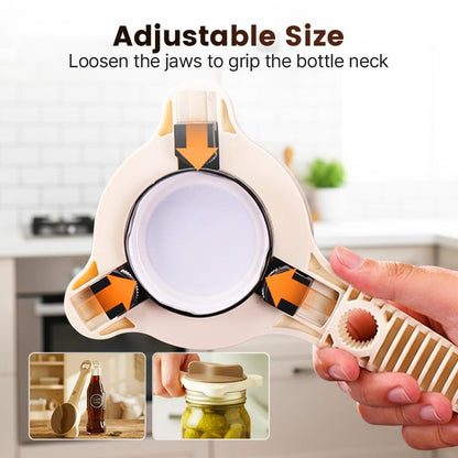 2026 New 4-in-1 Jar Opener - Adjustable Stainless Steel Lid Remover for Seniors & Arthritis Sufferers, Fits Kitchen Jars, Bottles & Cans (1PC)