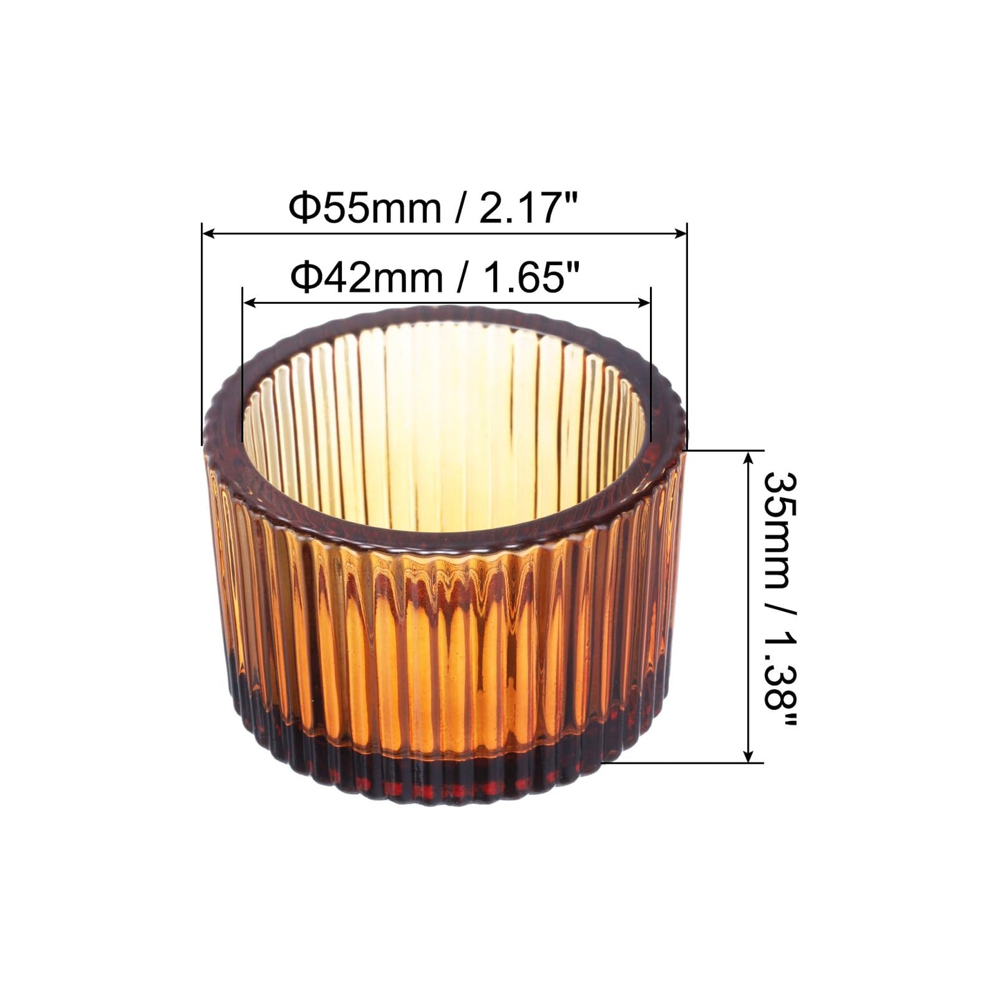 PATIKIL 2 Pcs Tealight Candle Holder, Tea Lights Candle Holder Glass Votive Candle Holders Glass Candle Holders for Table Centerpiece Decor Wedding Dinner Party, Brown