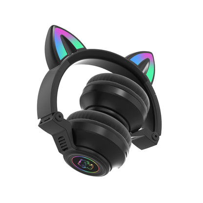 YUSONIC Cat Ear Bluetooth Headphones,Toddlers Kids Wireless Headphones for Boys Girls Amazon Fire Tablet/Laptop/Pad/School (Black)